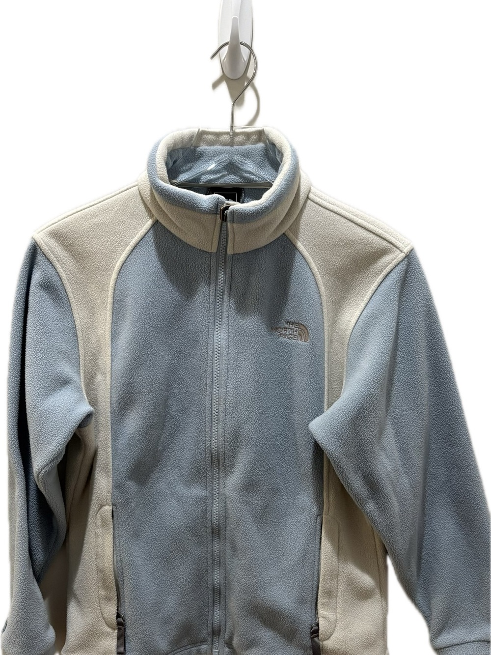 The North Face Light Blue & Cream Fleece Bomber Jacket Size Small